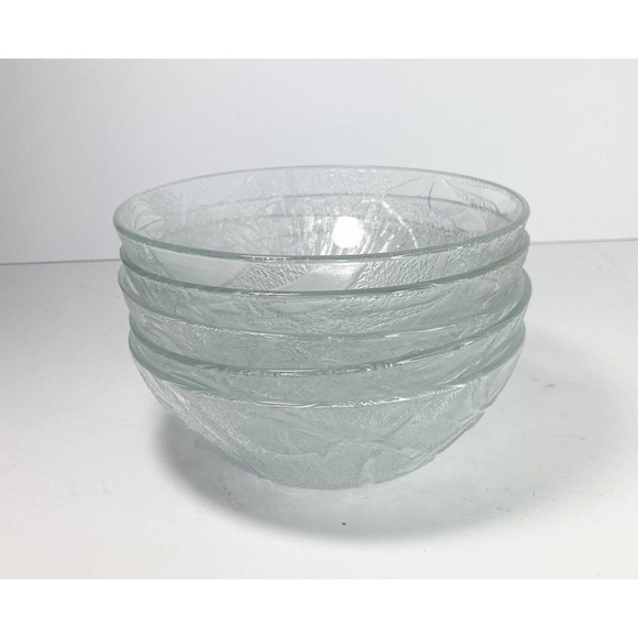 Crystal Clear Industries CCI9 HIBISCUS/Flower, 5 Soup/All Purpose Bowls 6 5/8” - Picture 1 of 3